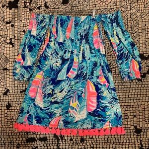 Lily Pulitzer Pom Off-Shoulder Dress